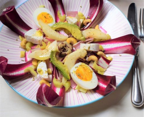 easter salad with radicchio egg cashews and avocado 2