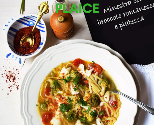 romanesco broccoli and plaice soup