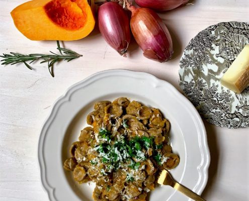 Orecchiette di grano arso with pumpkin