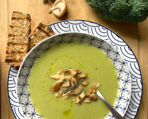 broccoli potato and shiitake soup