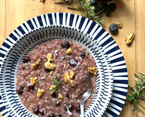 risotto with blueberries rosemary and red wine