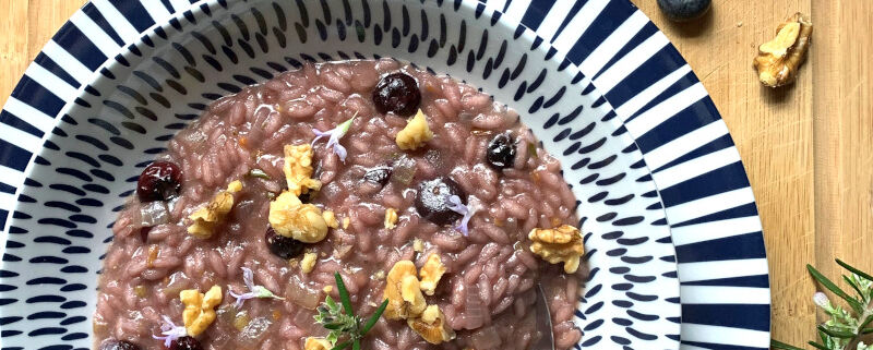 risotto with blueberries rosemary and red wine