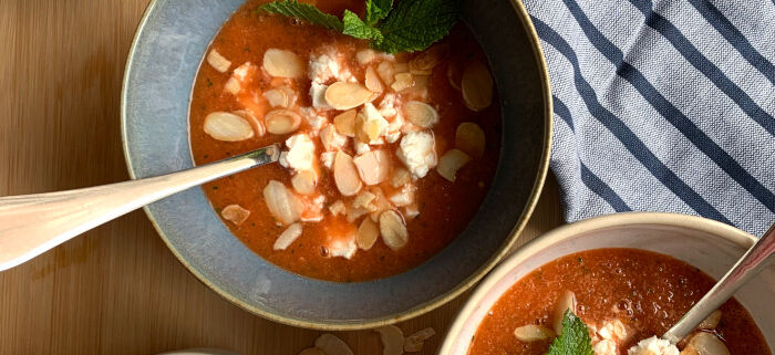 watermelon cucumber and feta soup