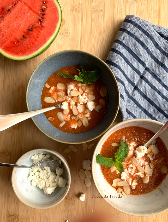 watermelon cucumber and feta soup