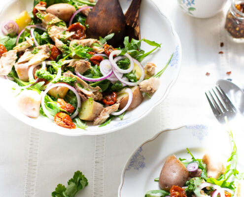 baby potato and mackerel salad