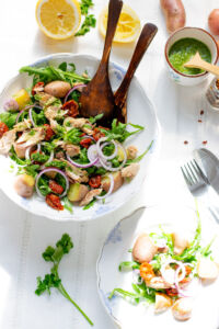 red potato and mackerel salad