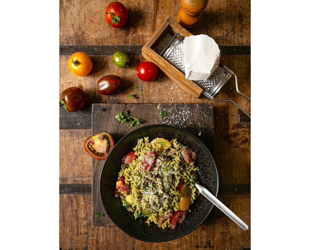 Makkelijke pastasalade met tomaten en sperziebonen
